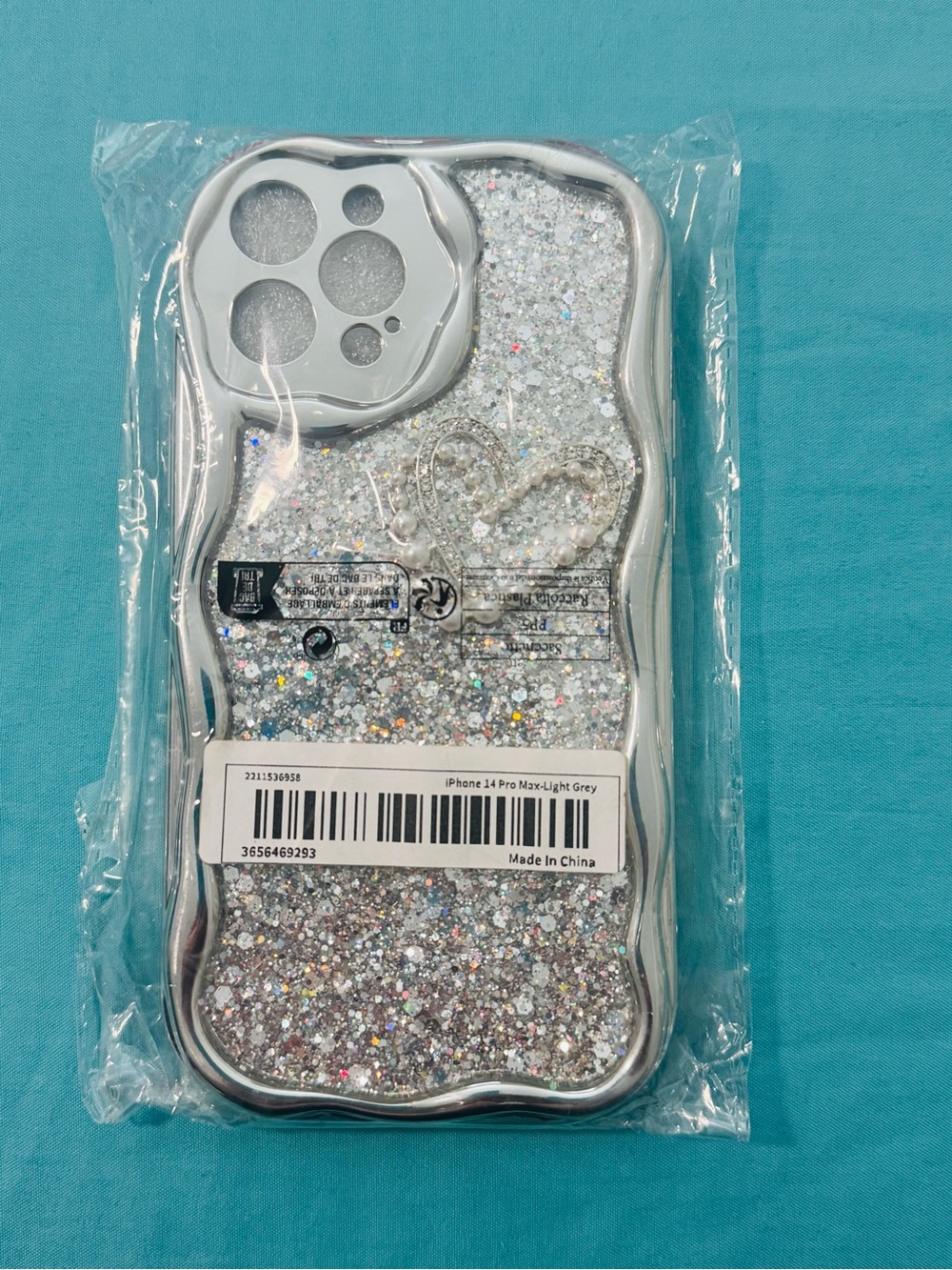 Glitter Liquid iPhone Case for iPhone 14 Pro Max - Light Grey